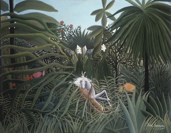Reproduction of "Horse Attacked by a Jaguar" by Henri Rousseau