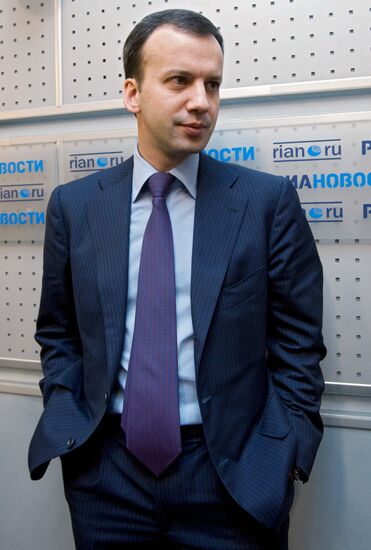 Presidential Aide Arkady Dvorkovich at a briefing