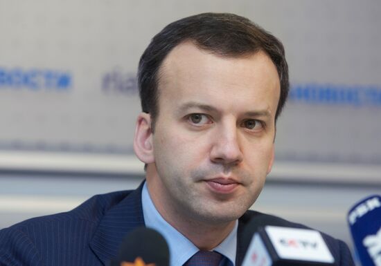 Presidential Aide Arkady Dvorkovich at a briefing