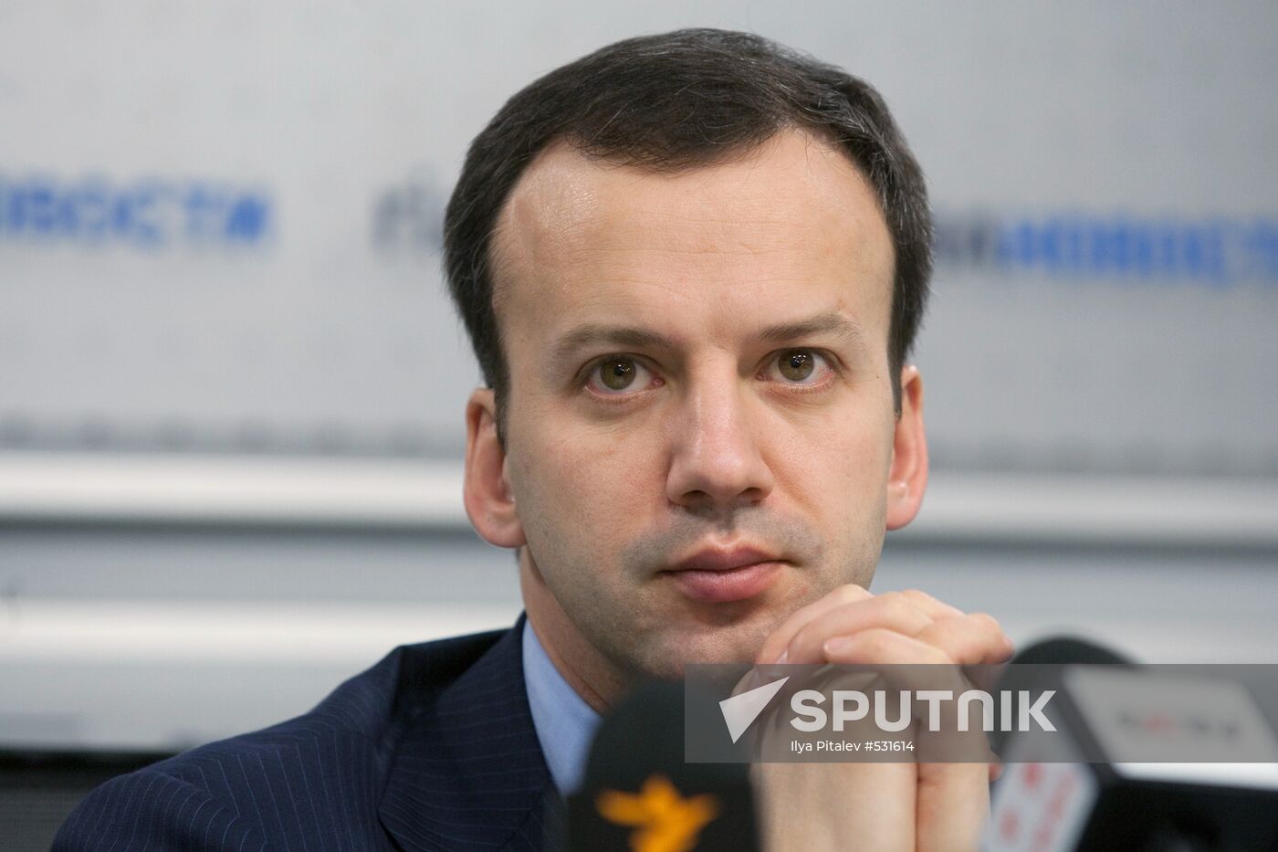 Presidential Aide Arkady Dvorkovich at a briefing