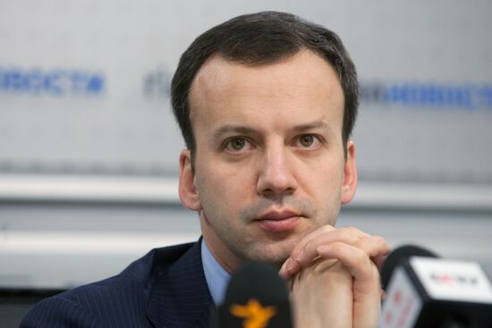 Presidential Aide Arkady Dvorkovich at a briefing