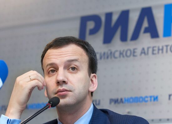 Presidential Aide Arkady Dvorkovich at a briefing