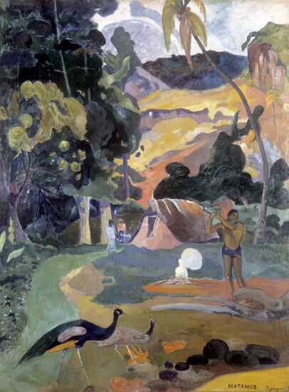 Reproduction of "Landscape with Peacocks" by Paul Gauguin