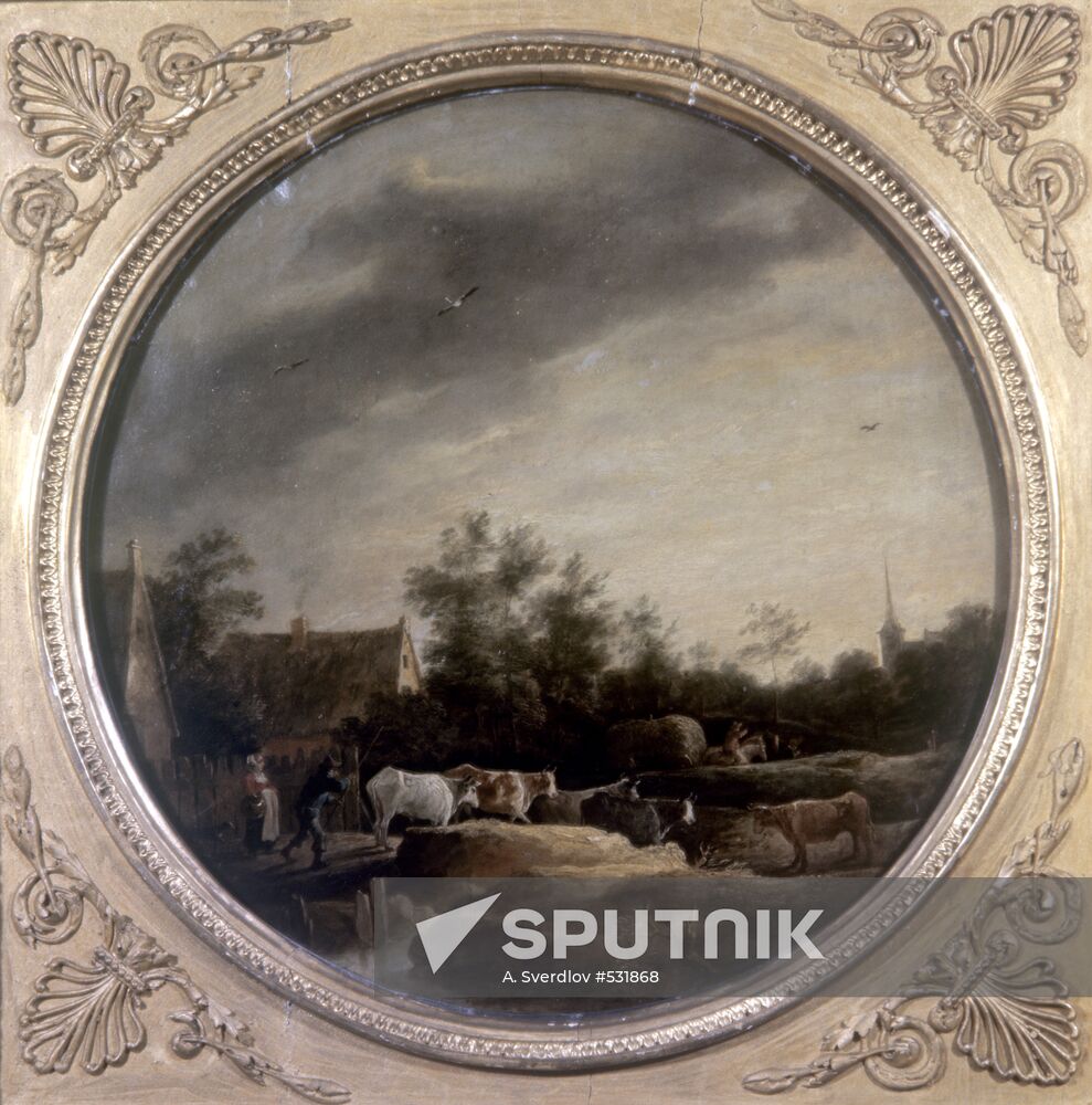 Reproduction of D. Teniers's "Landscape with Cows"
