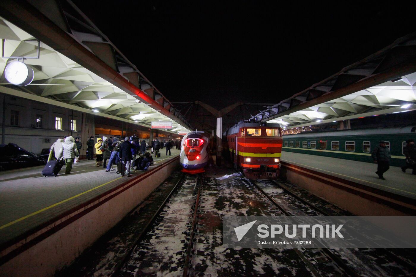Sapsan high-speed train on its first commercial run