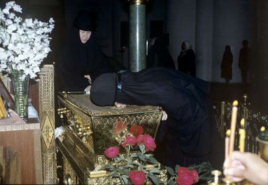 The coffin with the relics of St. Seraphim of Sarov