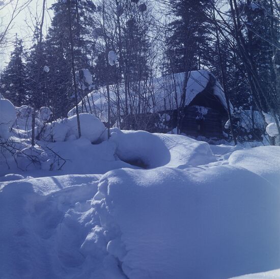 A hunters' winter cabin
