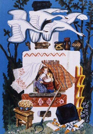 V. Losin's illustration to tale "Magic Swan Geese"