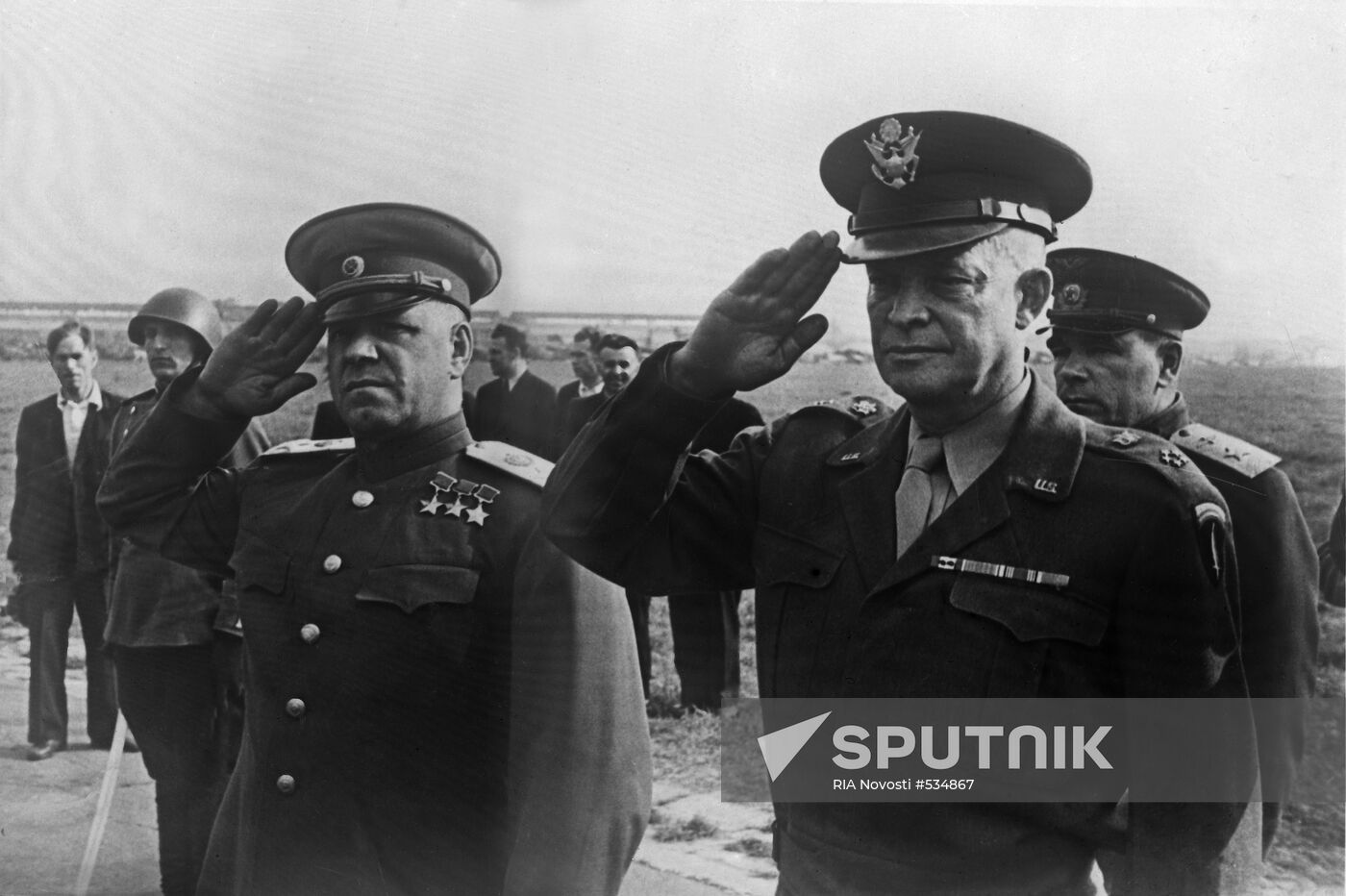 Georgy Zhukov and Dwight Eisenhower. Photocopy