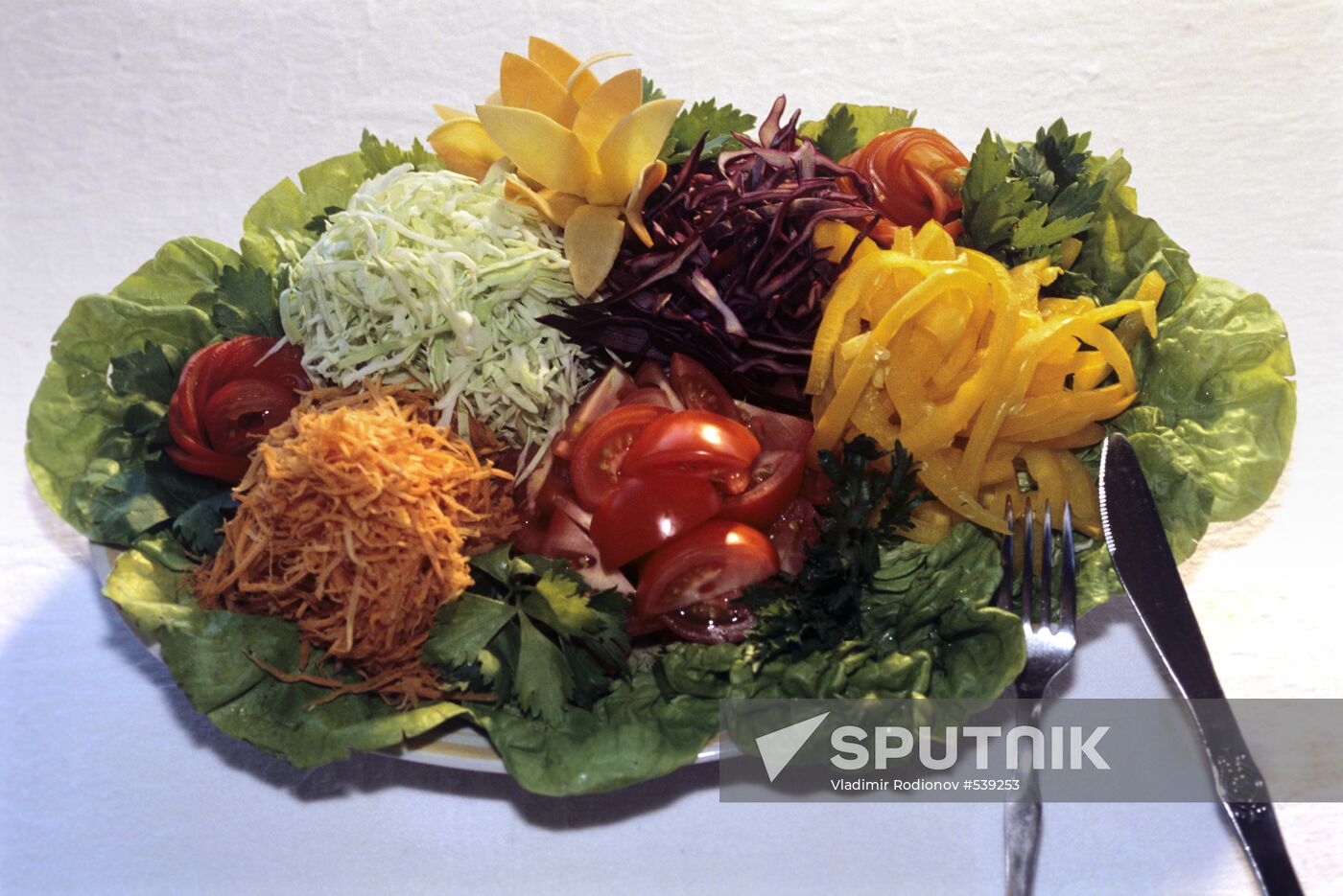 Vegetables prepared for salads and side dishes