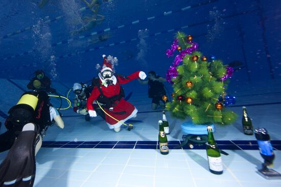 Western Bridge club see New Year in underwater