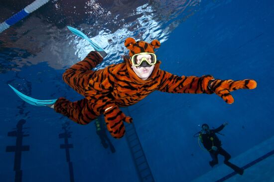 Western Bridge club see New Year in underwater