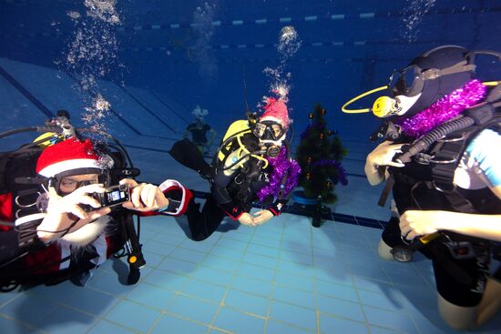Western Bridge club see New Year in underwater
