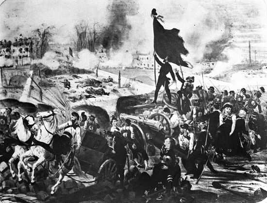 "The Battle at Neuilly Bridge" engraving