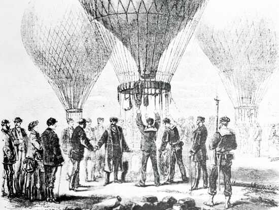Engraving "Departure of Gambetta from Paris in the Balloon"