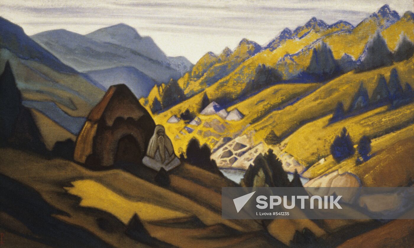 Reproduction of "Hermit" painting by Nicholas Roerich