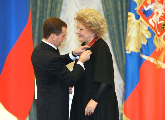 Dmitry Medvedev presents state awards at the Kremlin