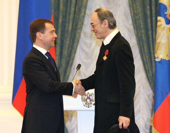 Dmitry Medvedev presents state awards at the Kremlin