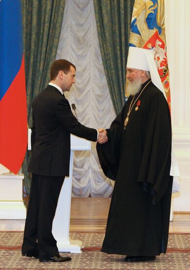 Dmitry Medvedev presents state awards at the Kremlin