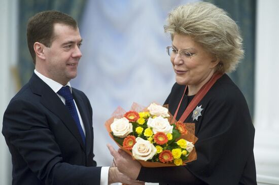 Dmitry Medvedev presents state awards at the Kremlin