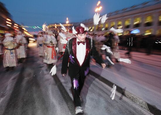 March on occasion of Father Frost's arrival in St. Petersburg