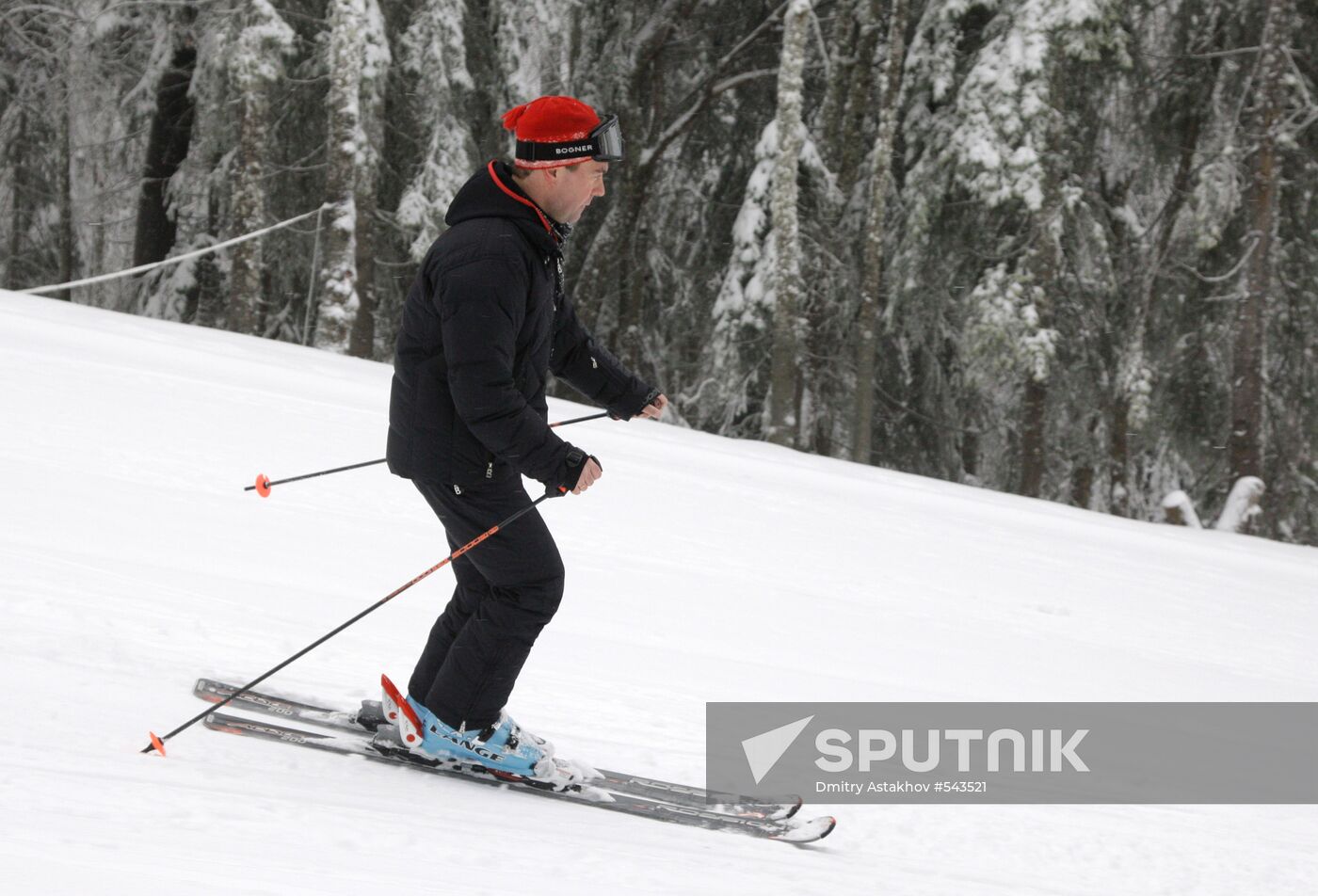 Dmitry Medvedev at alpine ski resort Krasnaya Polyana