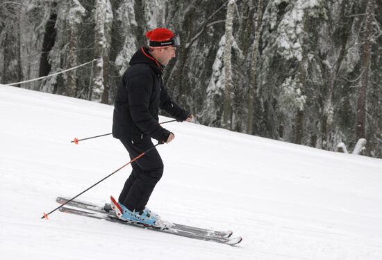 Dmitry Medvedev at alpine ski resort Krasnaya Polyana