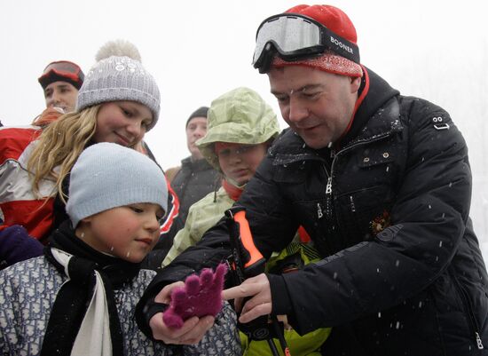 Dmitry Medvedev at alpine ski resort Krasnaya Polyana