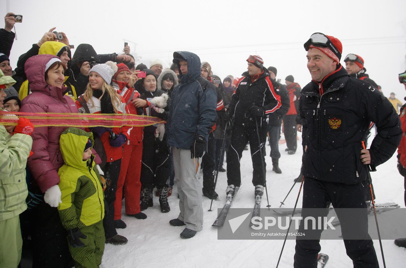 Dmitry Medvedev at alpine ski resort Krasnaya Polyana