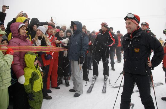Dmitry Medvedev at alpine ski resort Krasnaya Polyana