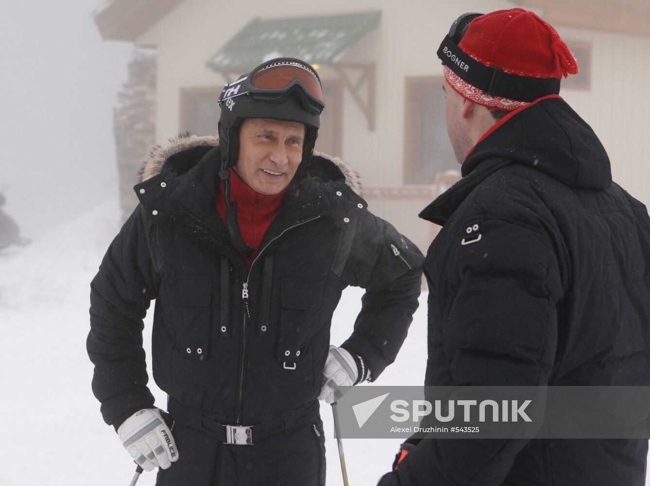 Dmitry Medvedev, Vladimir Putin at ski resort Krasnaya Polyana