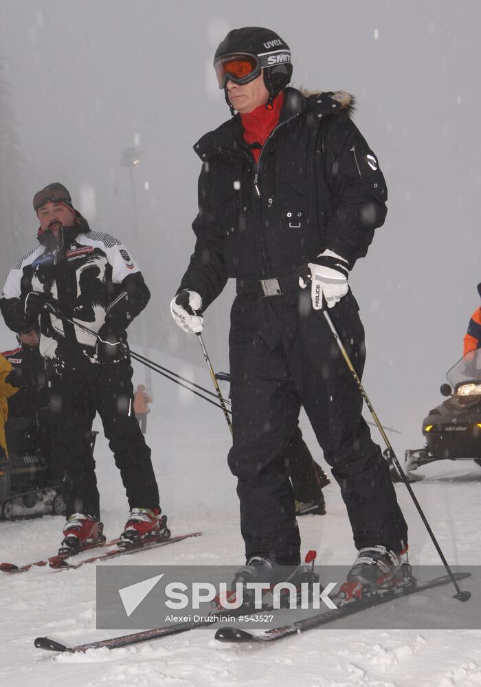 Vladimir Putin at ski resort Krasnaya Polyana