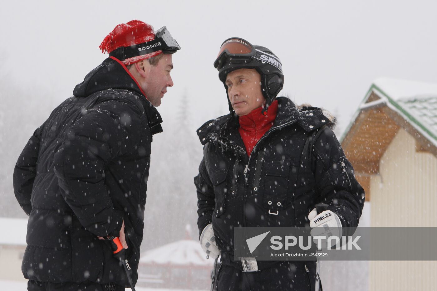 Dmitry Medvedev, Vladimir Putin at ski resort Krasnaya Polyana