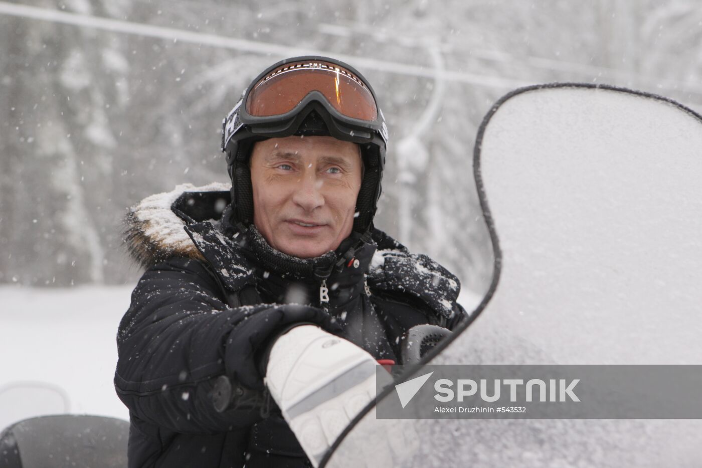 Vladimir Putin at ski resort Krasnaya Polyana