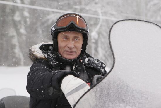 Vladimir Putin at ski resort Krasnaya Polyana