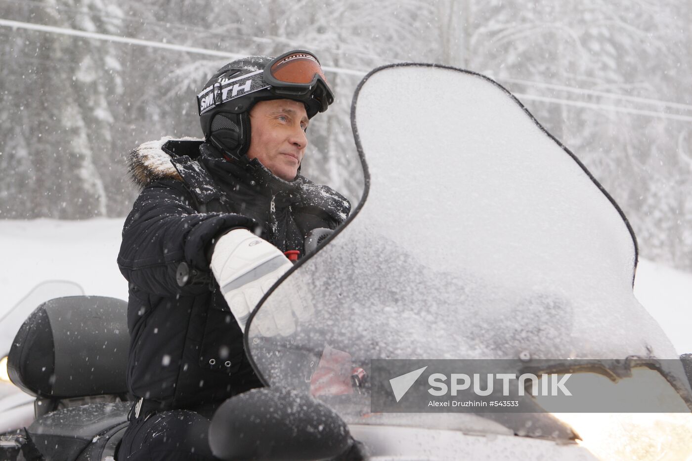 Vladimir Putin at ski resort Krasnaya Polyana