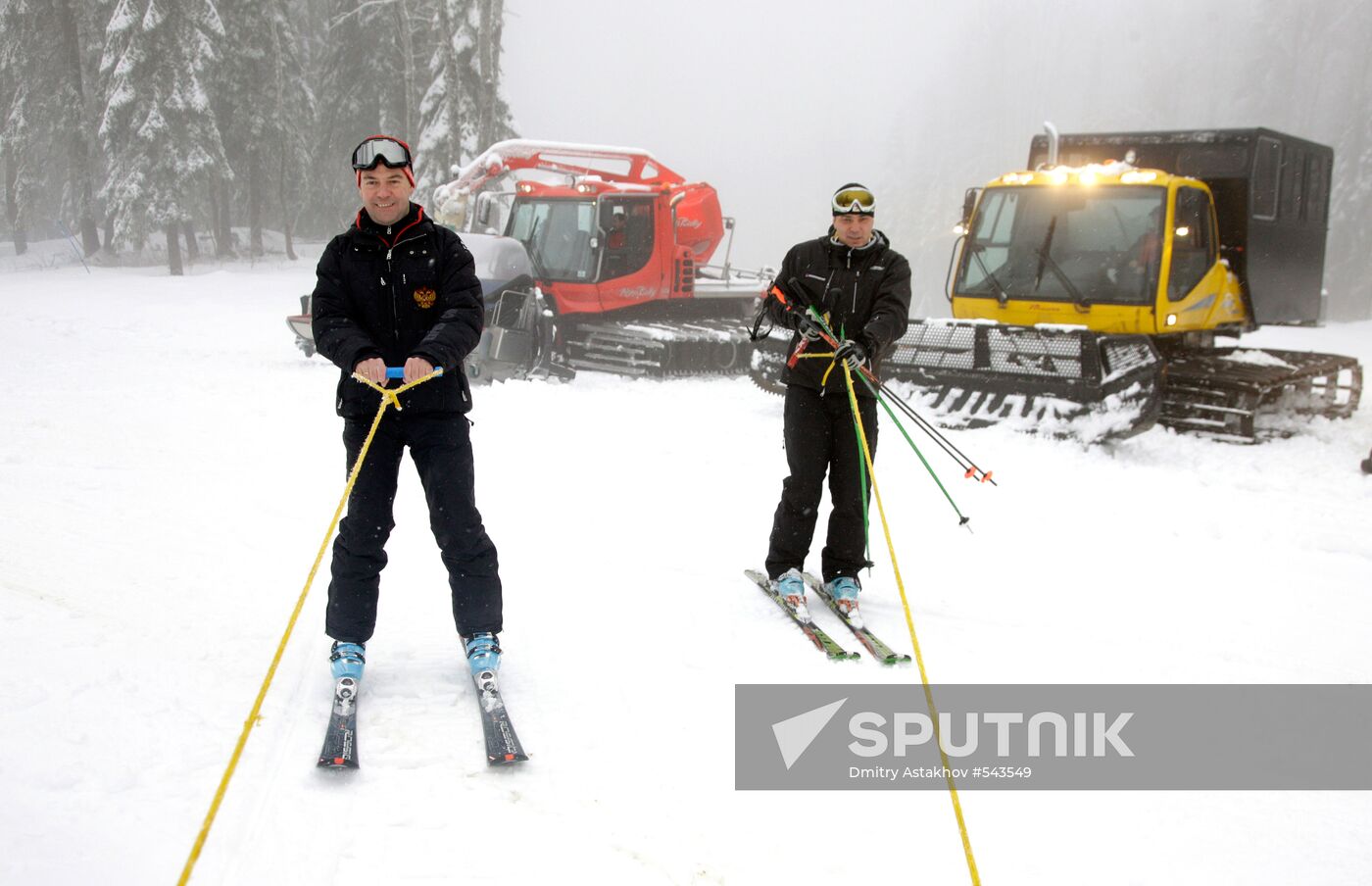 Dmitry Medvedev at ski resort Krasnaya Polyana