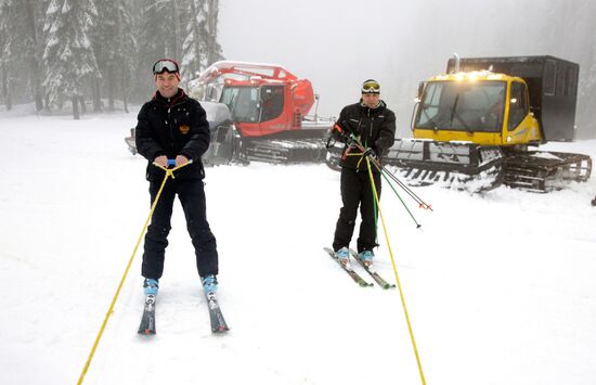 Dmitry Medvedev at ski resort Krasnaya Polyana