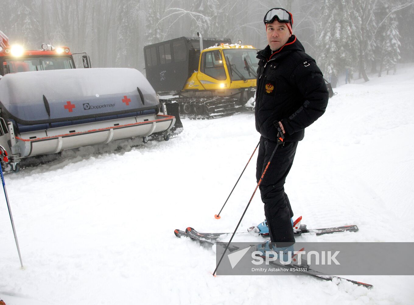 Dmitry Medvedev at ski resort Krasnaya Polyana
