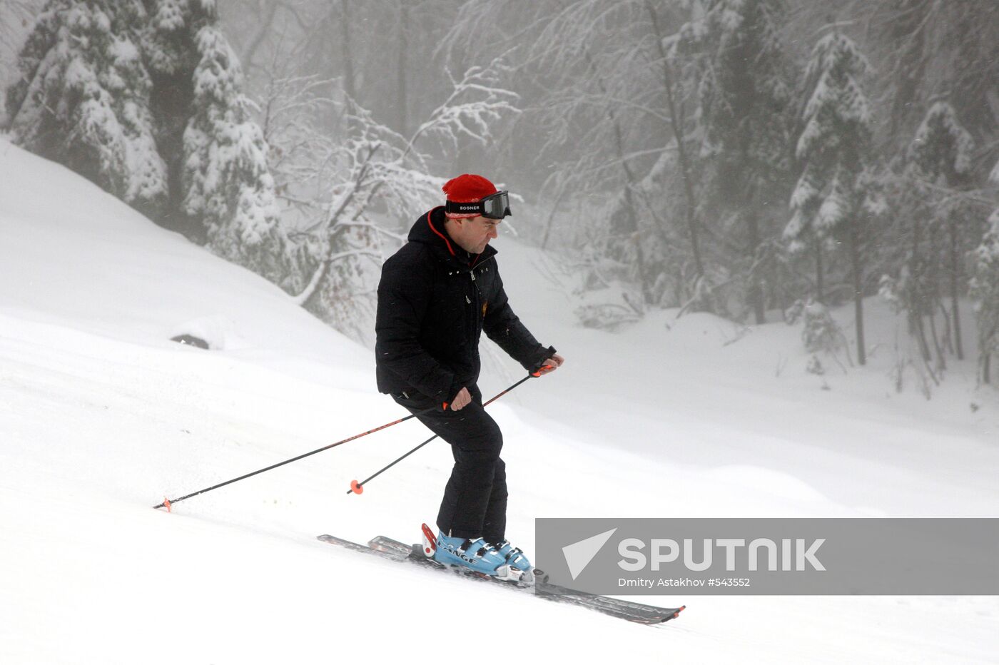 Dmitry Medvedev at ski resort Krasnaya Polyana