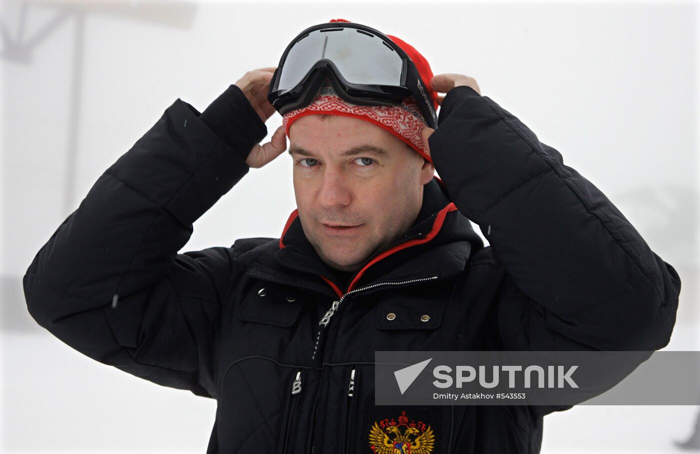 Dmitry Medvedev at ski resort Krasnaya Polyana