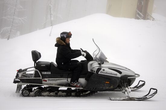 Vladimir Putin at ski resort Krasnaya Polyana