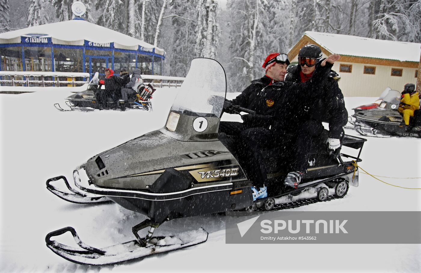 Dmitry Medvedev, Vladimir Putin at ski resort Krasnaya Polyana