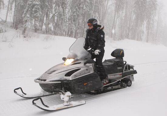 Vladimir Putin at ski resort Krasnaya Polyana