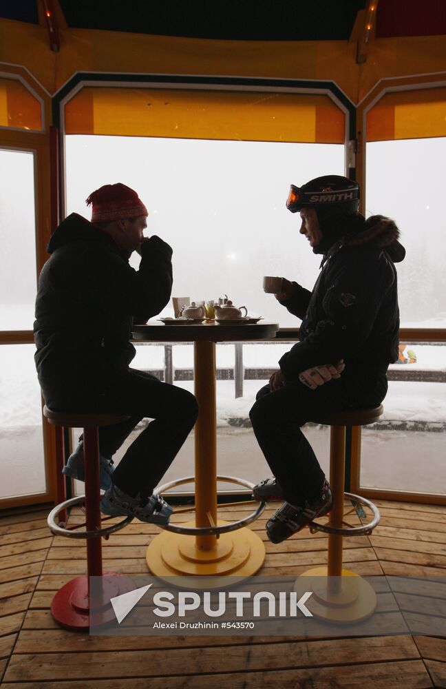 Dmitry Medvedev, Vladimir Putin at ski resort Krasnaya Polyana