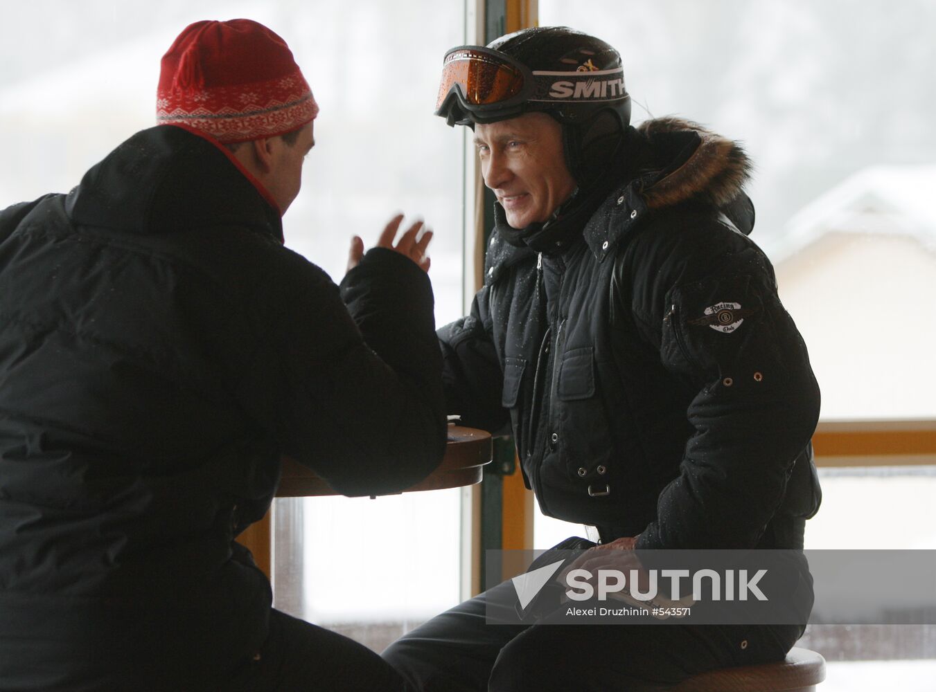 Dmitry Medvedev, Vladimir Putin at ski resort Krasnaya Polyana