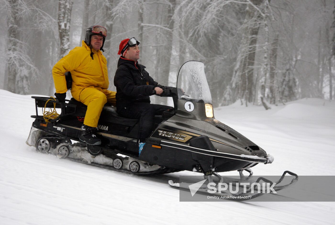 Dmitry Medvedev at ski resort Krasnaya Polyana