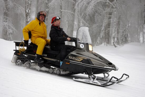 Dmitry Medvedev at ski resort Krasnaya Polyana