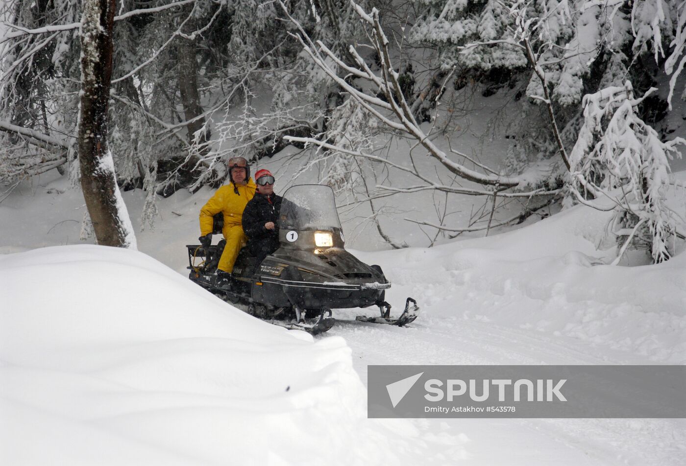 Dmitry Medvedev at ski resort Krasnaya Polyana