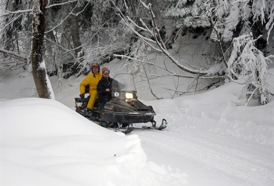 Dmitry Medvedev at ski resort Krasnaya Polyana